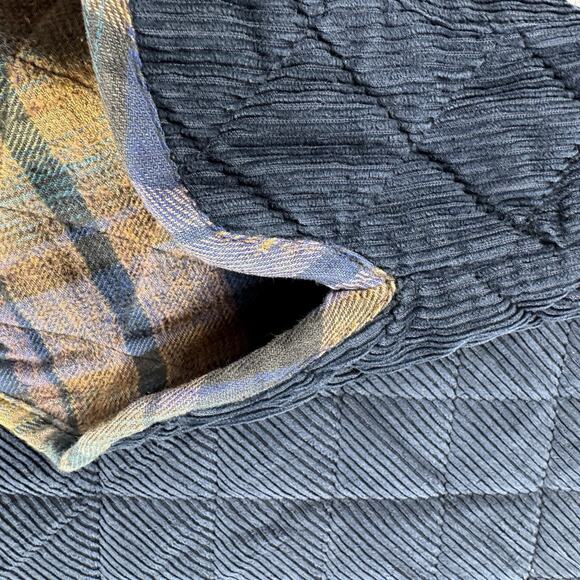 Protest Clothing Corduroy Quilted Vest Blue Plaid Flannel Lined 100% Cotton XL - Picture 14 of 14